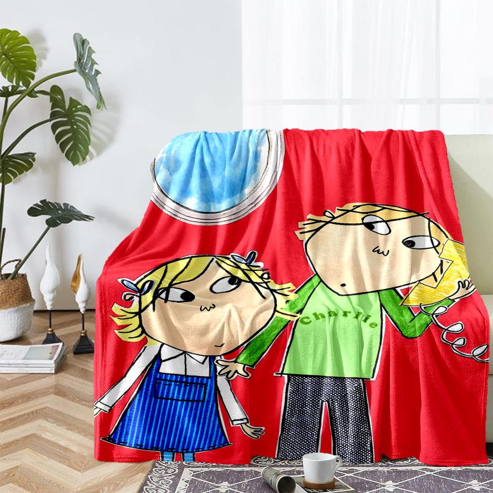 Charlie and Lola Theme Printed Blanket - Perfect for Couch, Bed, Travel & Outdoor Use | Machine Washable, Cozy & Durable.