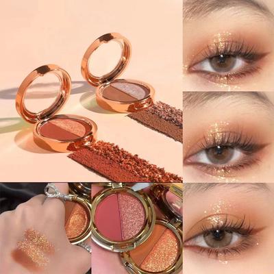 Двухцветная палитра теней для век High Light Natural Contouring Brightening Pearl Glitter Earth Color Стойкая водостойкость и не размазывается.