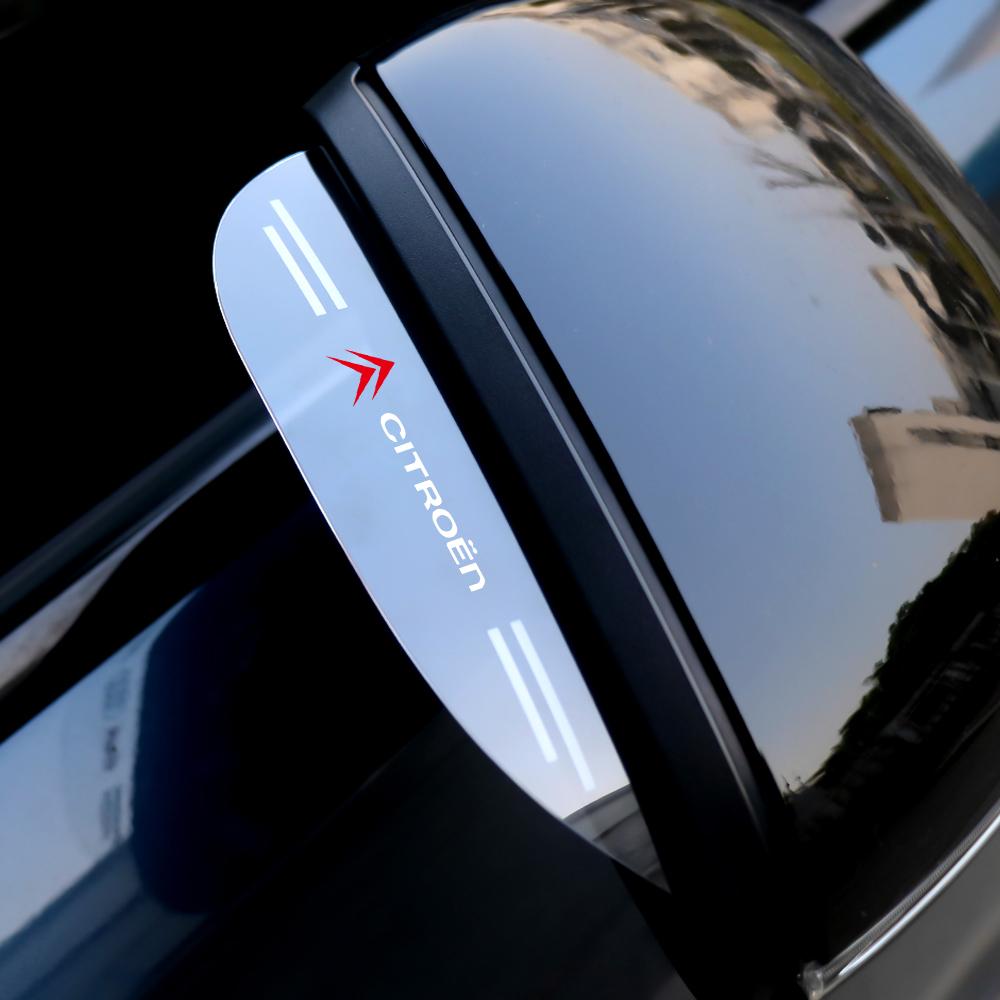 AXSR8 2Pcs PVC Car Rearview Rain Eyebrow Transparent Stickers For Citroen C4 Picasso Xsara C5 Aircross Cactus C1 C2 C3 C6 C8 Berlingo