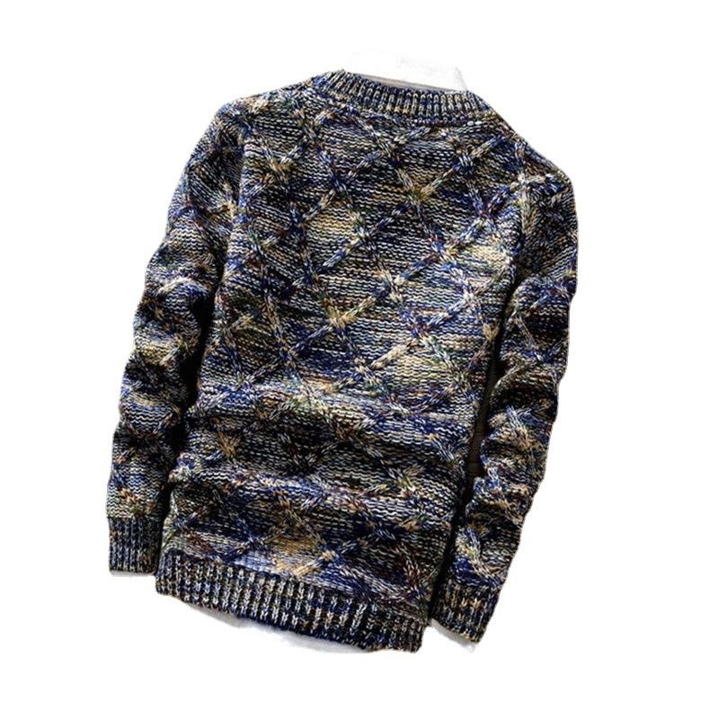 Новый осенне-зимний толстый теплый свитер, облегающий мужской свитер, мужской многоцветный вязаный свитер