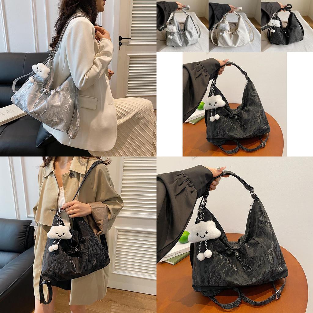 Стильная вместительная сумка-тоут для женщин в модных однотонных цветах, идеально подходит для повседневного использования