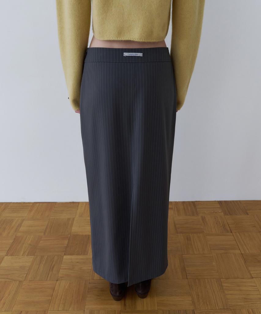OVERDUEFLAIR Tension Stretch Maxi Skirt_Stripe Gray