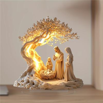 Статуэтка Настольное украшение Семья Иисус Древо Жизни Новорожденный Настольное украшение Акриловое украшение Подвеска