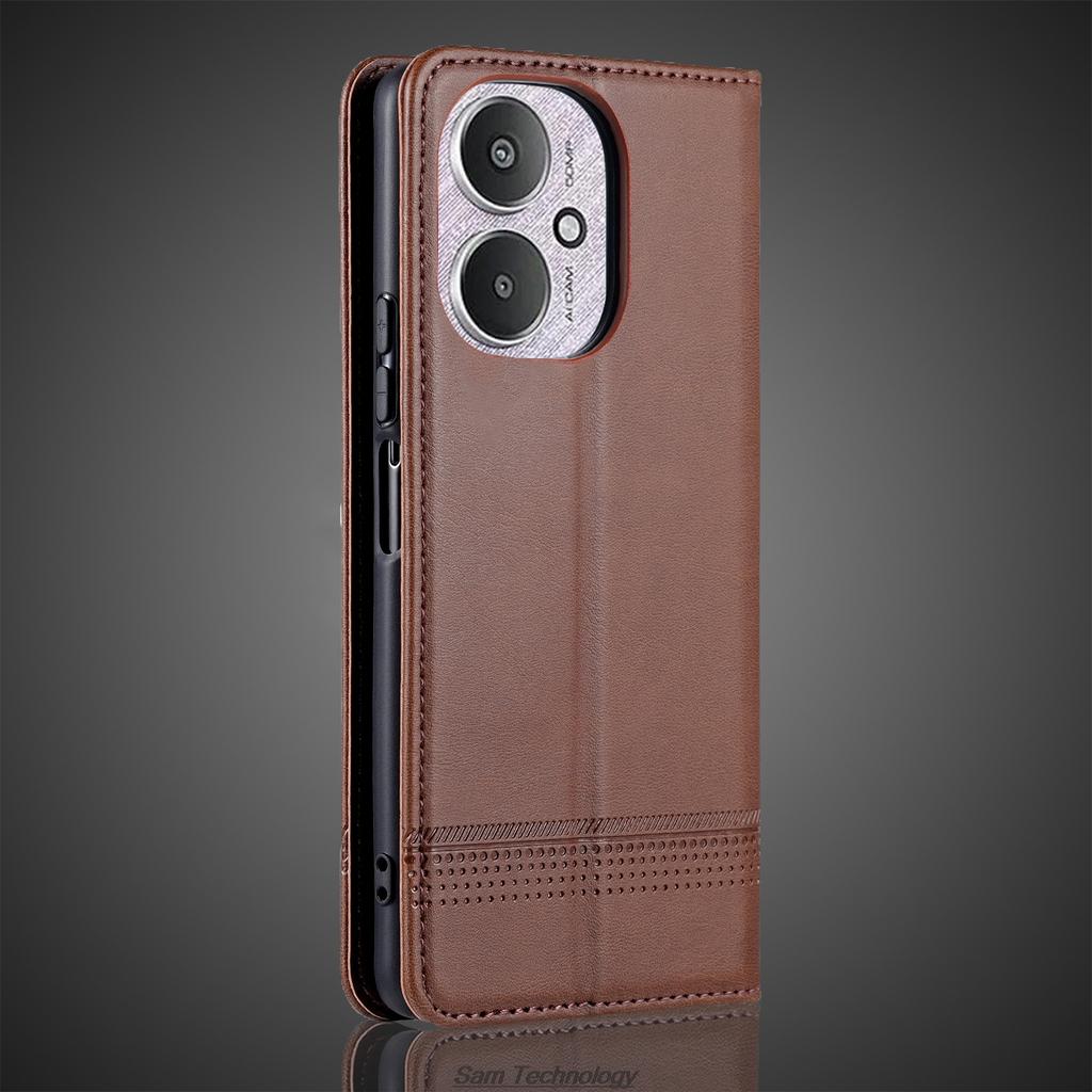 Роскошный магнитный адсорбционный кожаный чехол для Xiaomi Redmi 13C 5G / Redmi 13R 5G Flip Cover Защитный чехол Fundas Coque