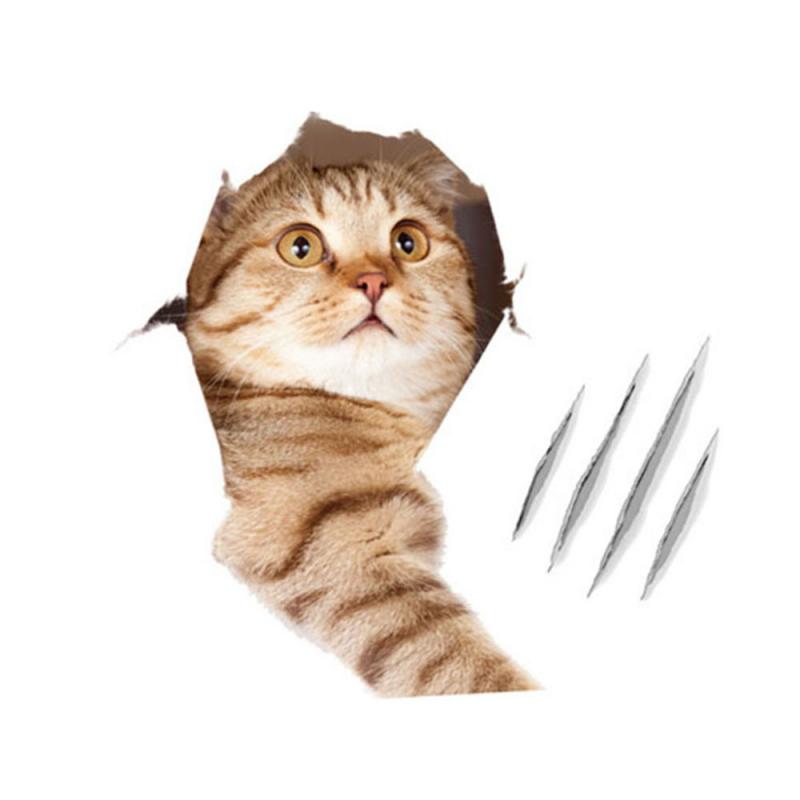 Модная 3D наклейка на туалет с котом, милое животное, настенная наклейка, водостойкая, креативная, ПВХ, виниловая, для украшения ванной комнаты, постер