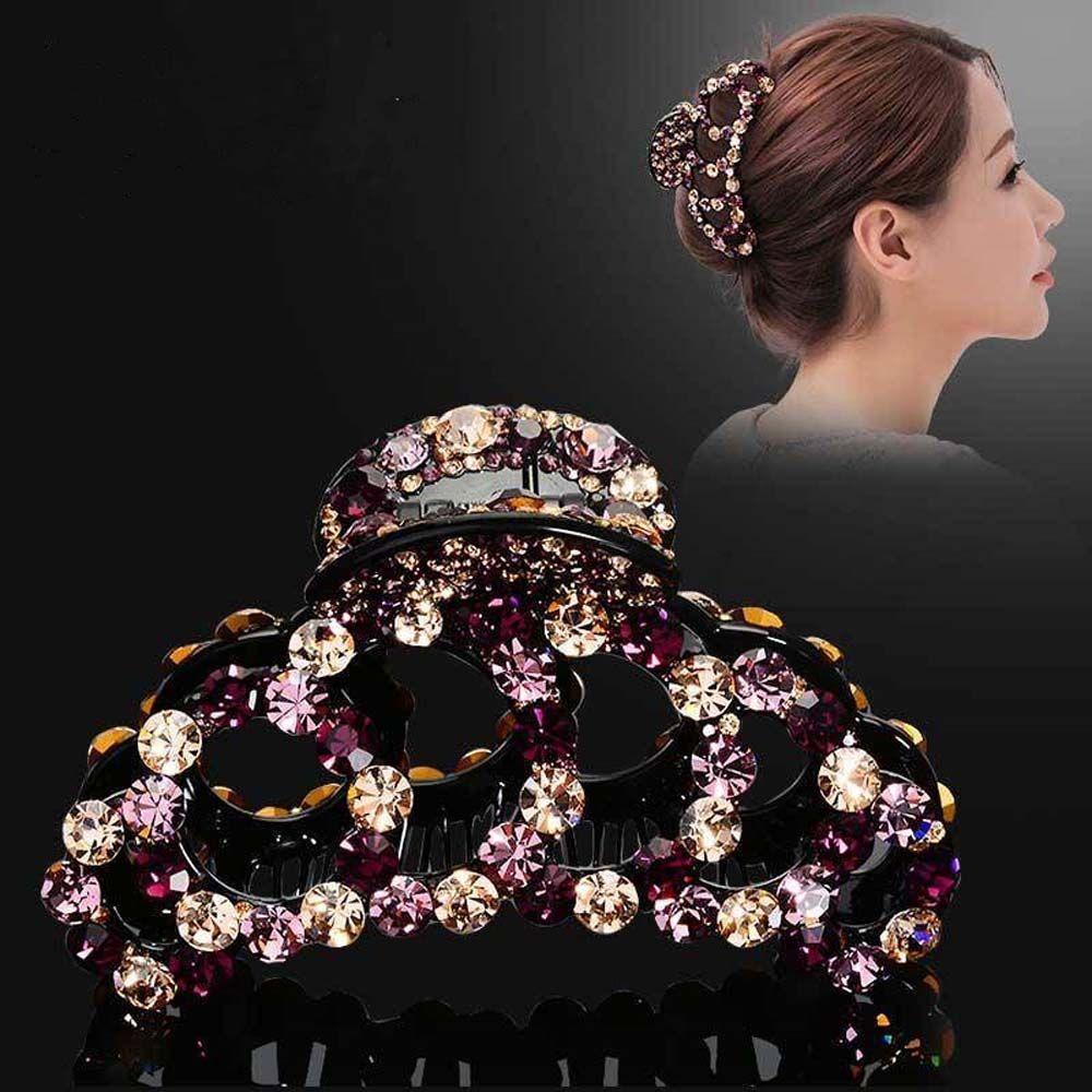 Fashion Korean Women New Rhinestone Crystal Acrylic Hair Clips Hair Claws Crab Clamp Banana Grips