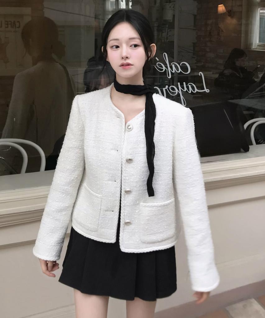 Cluny Glowline Wool Tweed Jacket - White