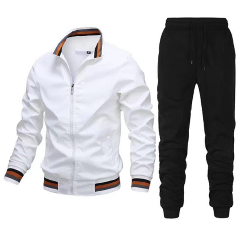 Autumn Men's Casual Solid Color Jacket Set