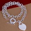 Korean Romantic Love Heart Card Pendant 925 Sterling Silver Necklace Bracelets Jewelry Set for Women Fashion Party Wedding Gifts