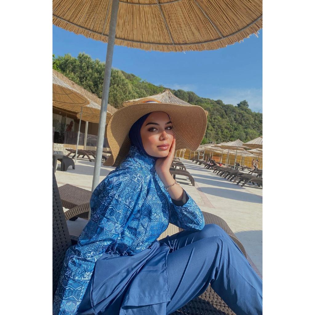 Полностью закрытый купальник в хиджабе с парашютом и узором плитки R040 Rabia