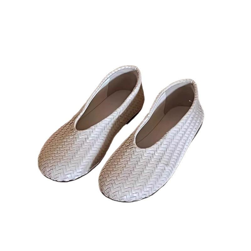 Версия из овчины~ Корейская версия нишевый дизайн мягкая кожа легкие накладные туфли удобные плетеные туфли бабушкины туфли женские туфли одиночные туфли женщины