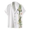 Beach Shirt Flower Print Turn-down Collar Single-breasted Short Sleeve Men Top for Holiday
