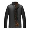 Мужская классическая куртка из искусственной кожи с воротником-стойкой, зимние теплые флисовые льняные куртки