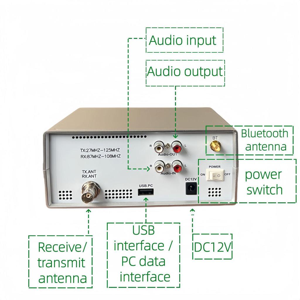 27 МГц - 125 МГц FM-передатчик Радио USB-звуковая карта Bluetooth Музыкальный плеер