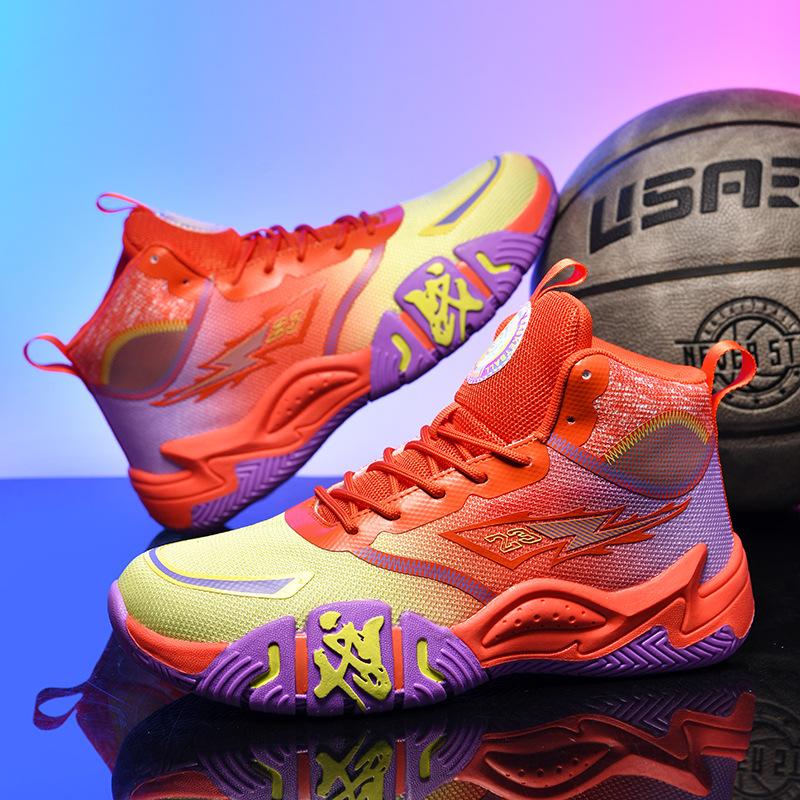 Mandarin Duck Basketball Shoes Boots New Primary and Secondary School Students Trend High-top Sports Shoes Youth Outdoor Training Shoes