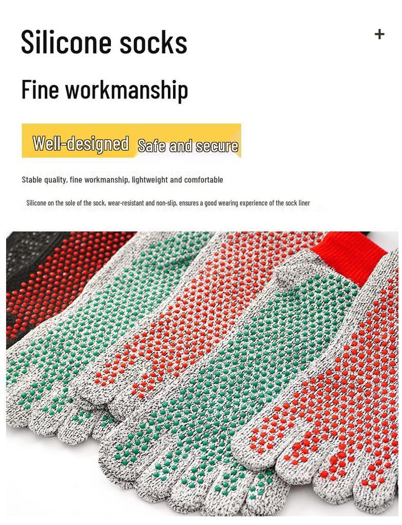 Level 5 Cut-Resistant Breathable Five-Finger Outdoor Socks for Maximum Foot Protection