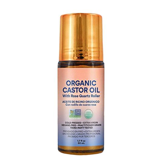 1/2 шт. 50 мл органическое касторовое масло с роликом из розового кварца для путешествий