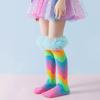 Радужные Колготки с Лоскутным Узором для Девочек, Сборки, Праздничные, Детские, Носки Принцессы, Модные, Мягкие, Без Пятки, Детские, Осенние, Весенние, Длинные Носки