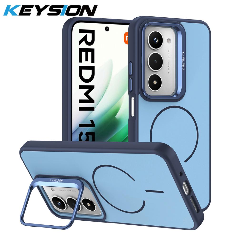 KEYSION Матовый чехол для телефона с покрытием Soft-touch и подставкой для линз, совместимый с Magsafe, для Xiaomi POCO M8s 5G, Магнитный противоударный чехол для POCO M8S 5G