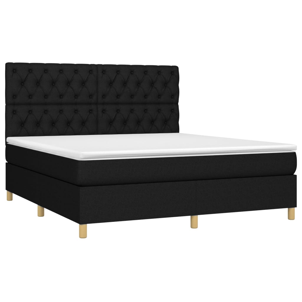 Vidaxl Континентальная кровать с матрасом, черная, ткань 160x200 см