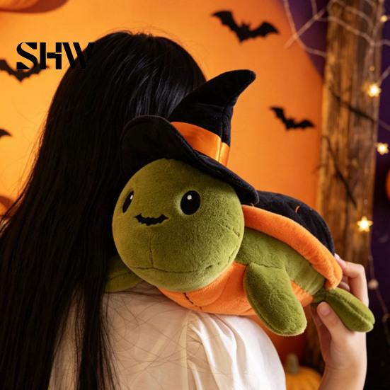 Portable Bag Accessory Halloween Cute Turtle Plush Toy with Wizard Hat, Soft Small Keychain Pendant Stuffed Animal, Pendant, Holiday Party Favors Hat