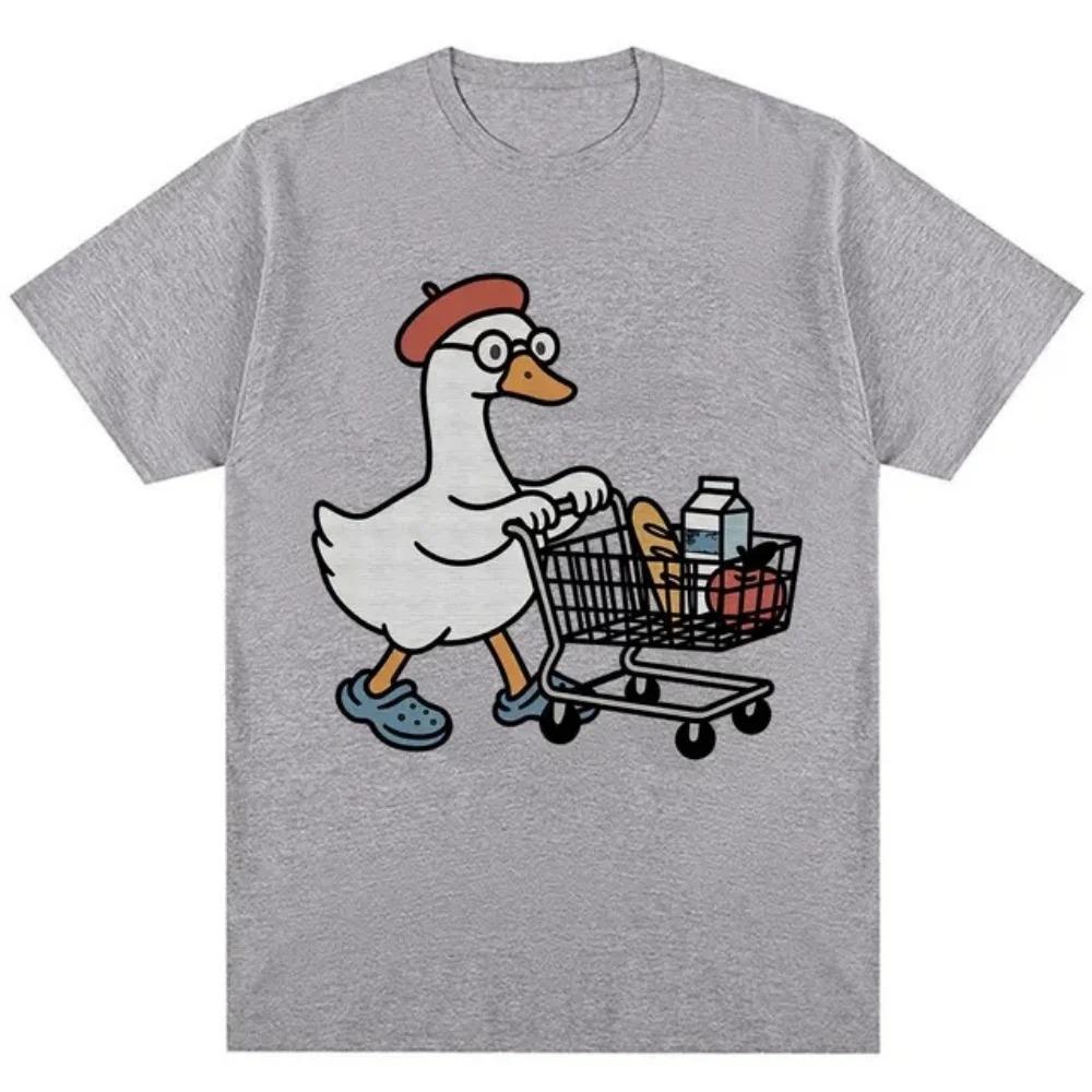 Fun Silly Goose Shopping Cute Goose Lovers Summer Unisex Loose Casual Short Sleeve Women And Unisex Comfortable TShirt