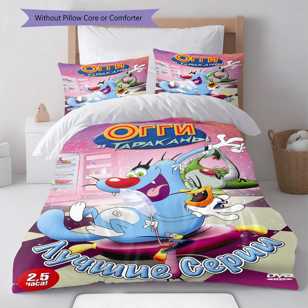 Oggy Glory Bedding Quilt Set Quilt Cover Pillowcase Home Decoration Birthday Gift (1 * duvet cover + 2 * pillowcase, without core)