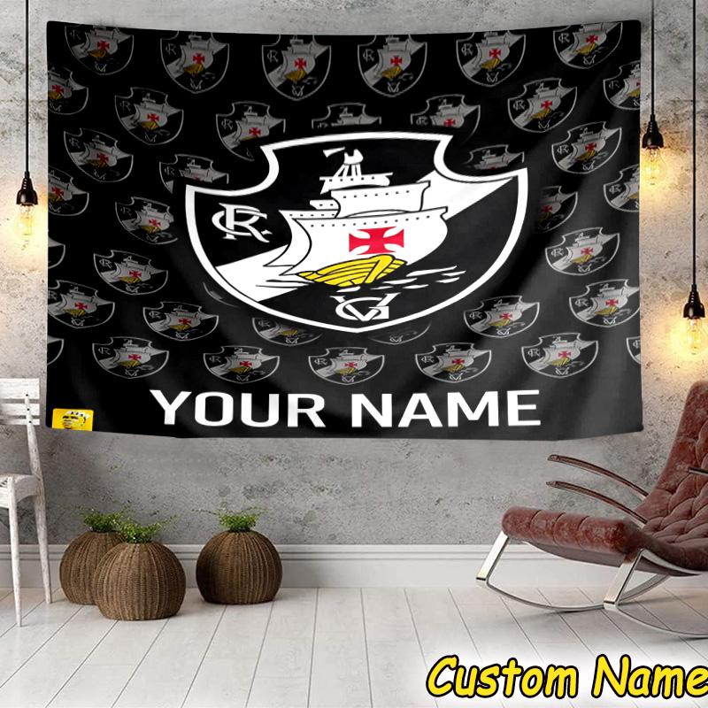 Custom Name Vasco Da Gama Crest Design Tapestry Room Decoration Wall Hanging for Living Room Bedroom, dormitory, Birthday and Christmas gifts