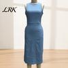 Полиэстер Летнее Платье Женское Bodycon Midi Платье, Для Деловых Женщин Учителя Без Рукавов Карандаш Чехол Простой Стиль Лодочка Нарядное Офисное с Карманами
