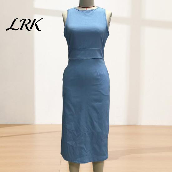 Полиэстер Летнее Платье Женское Bodycon Midi Платье, Для Деловых Женщин Учителя Без Рукавов Карандаш Чехол Простой Стиль Лодочка Нарядное Офисное с Карманами