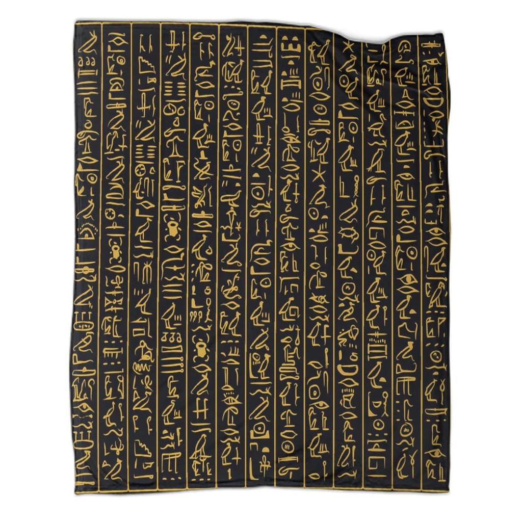 Ancient Egyptian mysterious symbols digital-printed polyester velvet flannel cover blanket Fleece soft cover blankets for beds