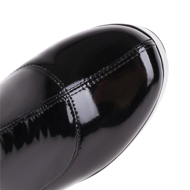 Женские сапоги на высоком каблуке, сексуальные, в европейском и американском стиле, водонепроницаемые, на толстом каблуке, однотонные, большого размера, до колена