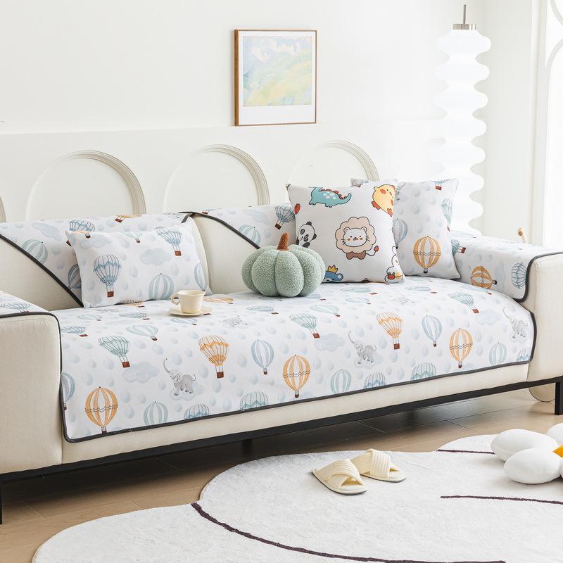 Summer Cartoon Ice Silk Sofa Cushion Summer Sleeping Mat Cushion Non-Slip Cool Feeling Cushion High-End Cover Cloth