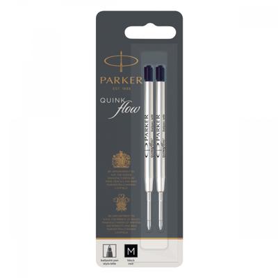 Стержни для шариковой ручки Parker Quink Flow, упаковка из 2 шт., цвет M, средний, черный