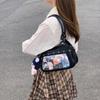 Japanese PU Leather Y2K Spicy Girl Ita Bag - Large Capacity Transparent Badge Crossbody for Students