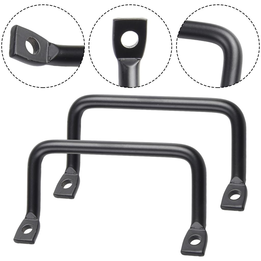 2Pcs Cabinet Pull Furniture Handle Hardware Kitchen Cabinet Pulls Window Sliding Door Knobs Carbon Steel Black Tray Handle