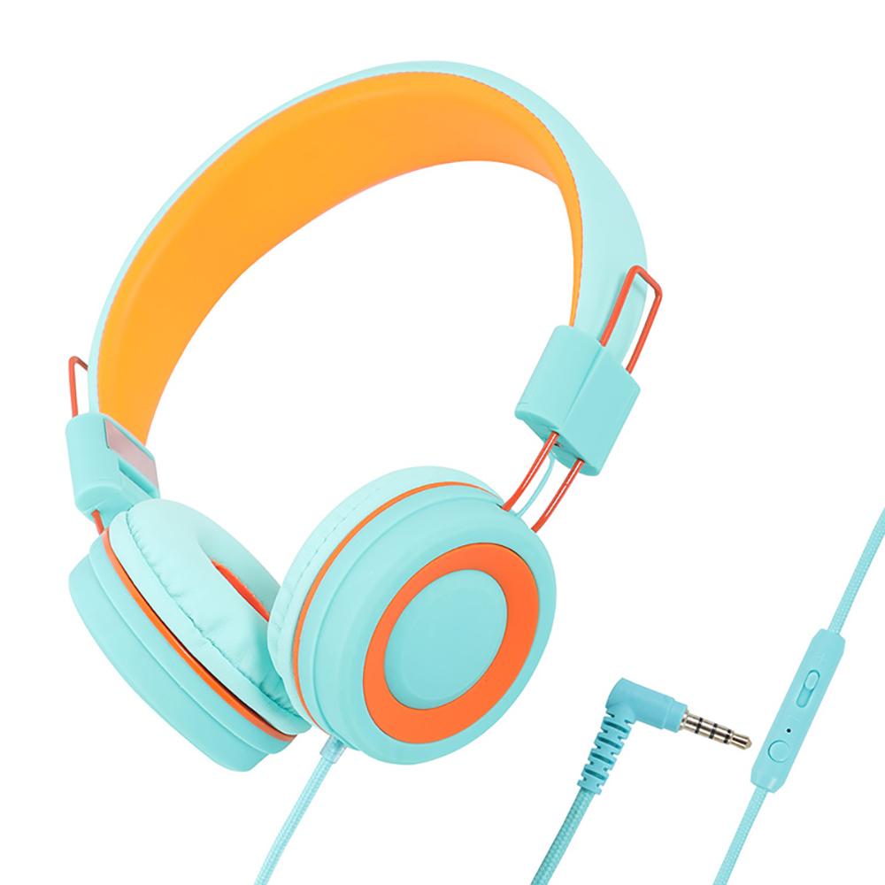 Wired Headphones with 3.5mm Audio Jack - Foldable Lightweight Stereo Headset, Built-in Mic for Online Learning - Cute Gift