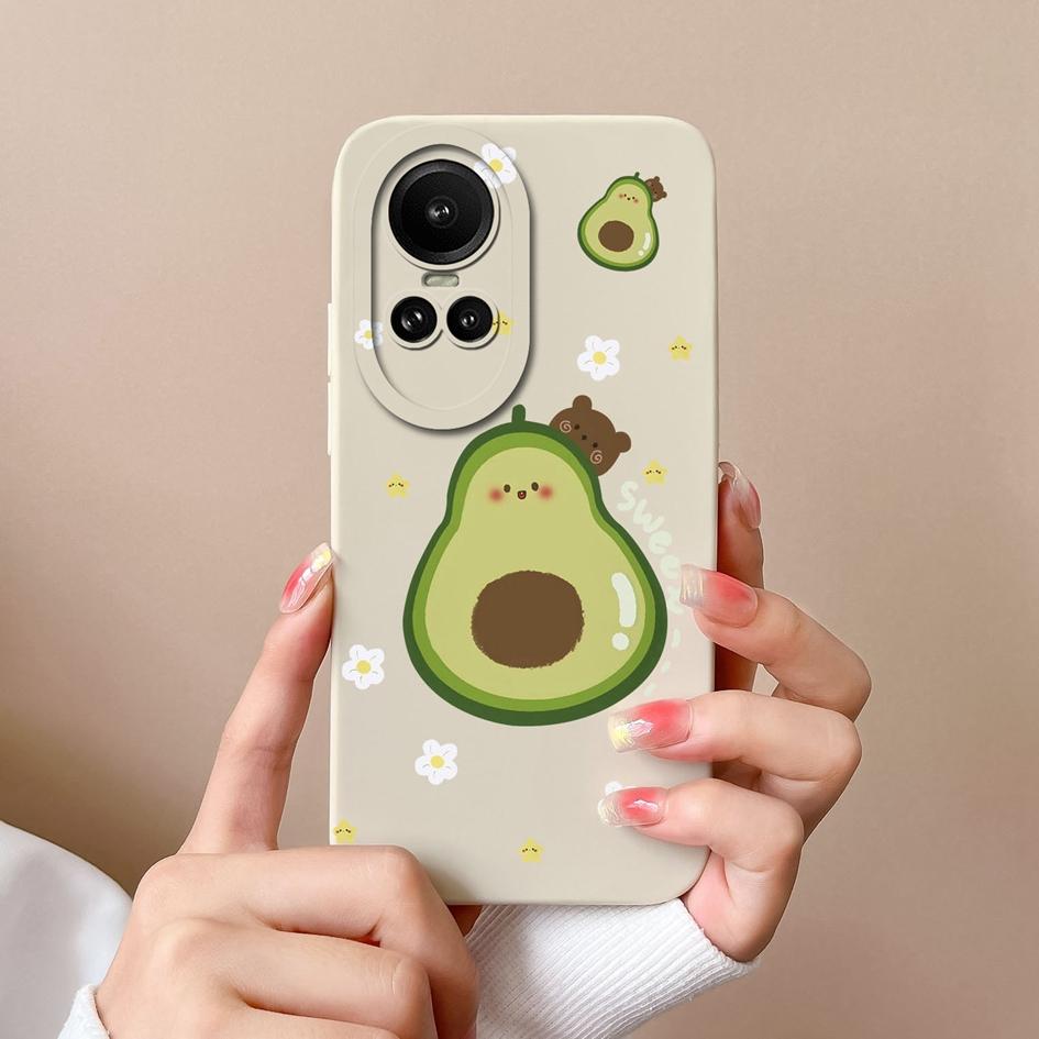 Для Oppo Reno 10 Pro 5G 7 2 3 4 5 6 8 Lite Чехол Модный дизайн Авокадо Женская сумка для телефона Мягкий силиконовый квадратный матовый противоударный чехол для бампера Oppo