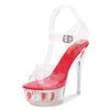 Fashion Transparent Crystal Fine Heel Waterproof Table Sandals Female Model Runway Shoes Pole Dancing Nightclub Large Size Women's Shoes