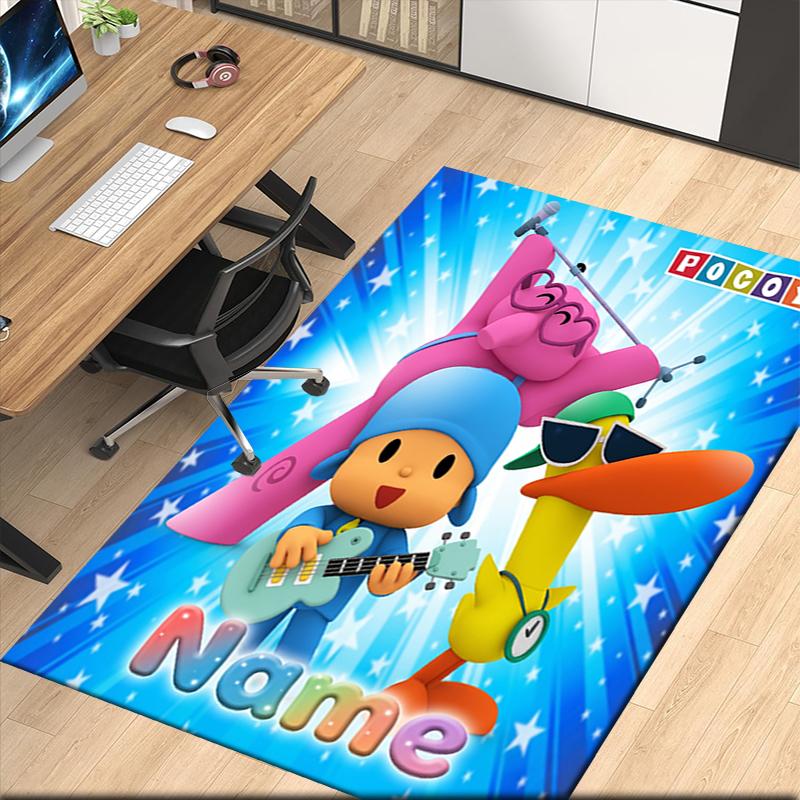 Custom Name Pocoyo Printed Carpet Rug For Office Chair Living Room Bedroom Kitchen Room Decor Gifts