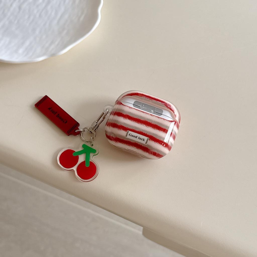 Ins нишевый ретро красный в полоску вишня для airpodspro1 защитный чехол airpods 1-го поколения чехол для наушников