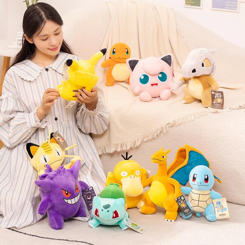 Genuine Pokemon Pikachu Stuffed Doll Cute Cartoon Anime Series Gengar Eevee Stuffed Doll Kawaii Toys Hobbies Kids Birthday Gift