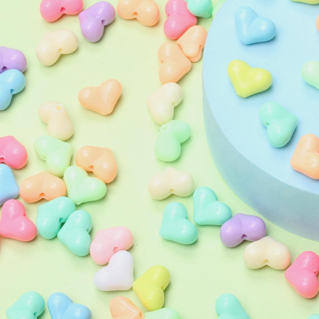 Ювелирные аксессуары цвета макарон, средние бусины в виде сердца, ожерелье, изготовление модных украшений «сделай сам», персиковый браслет, 20 шт., кремовый браслет