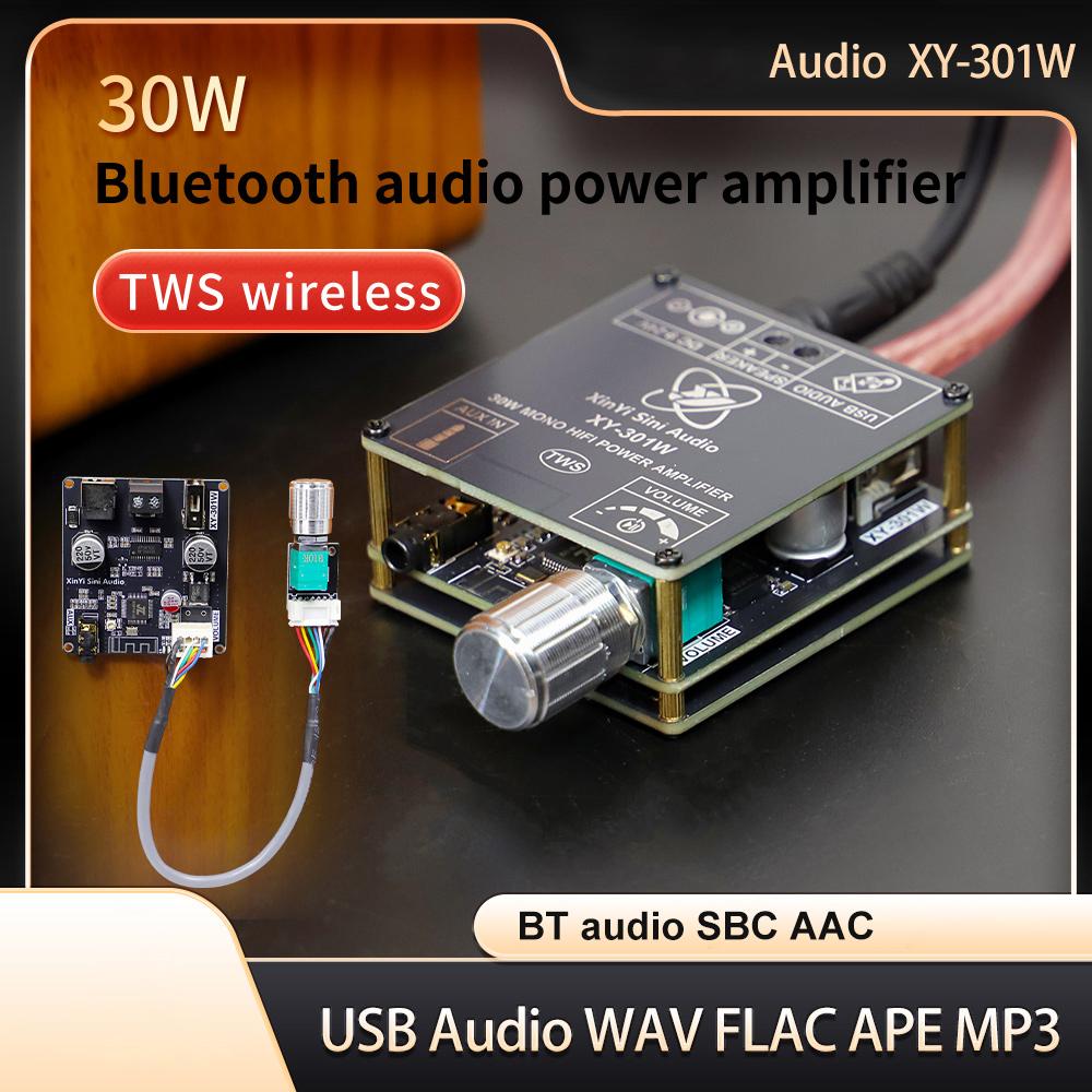 XY-301W Моно 30 Вт Bluetooth Цифровой аудиоусилитель Плата TWS Истинное беспроводное стерео Аудио для динамиков с поддержкой DC 9-24 В Приложение