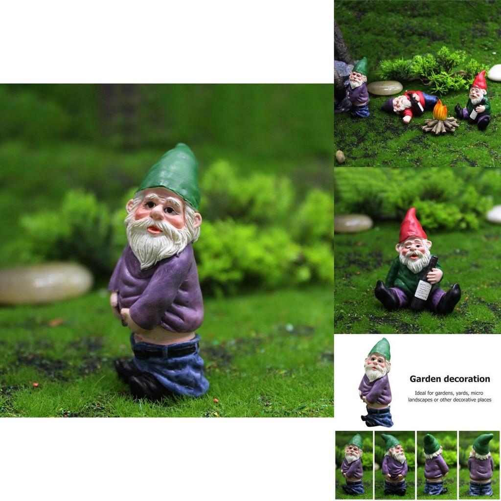 Set Of 4pcs Miniature Naughty Gnome Statues For Whimsical Garden Decor And Fun