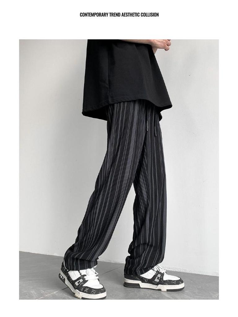 Мужские модные летние брюки Ice Silk с узором «зебра» — высококачественный свободный драпированный дизайн