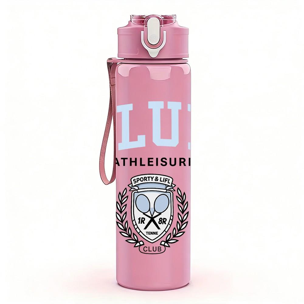 1PC Club Emblem Logo Print 750ml Color Plastic Sports Water Bottle Leakproof Flip Straw Lid Suitable for Sports Office Home Use