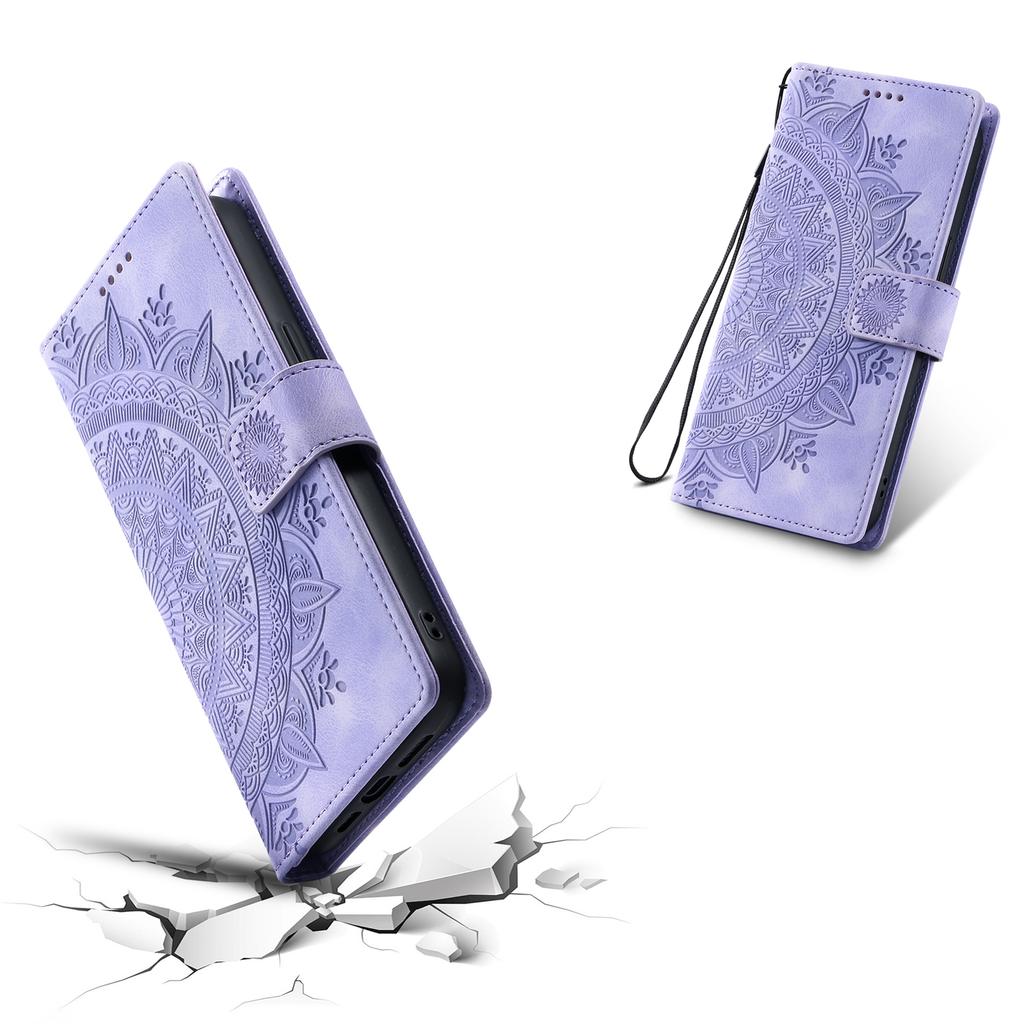 For Motorola Moto G56 5G Case Imprinted Totem Skin Feel Wallet Leather Phone Cover with Hand Strap