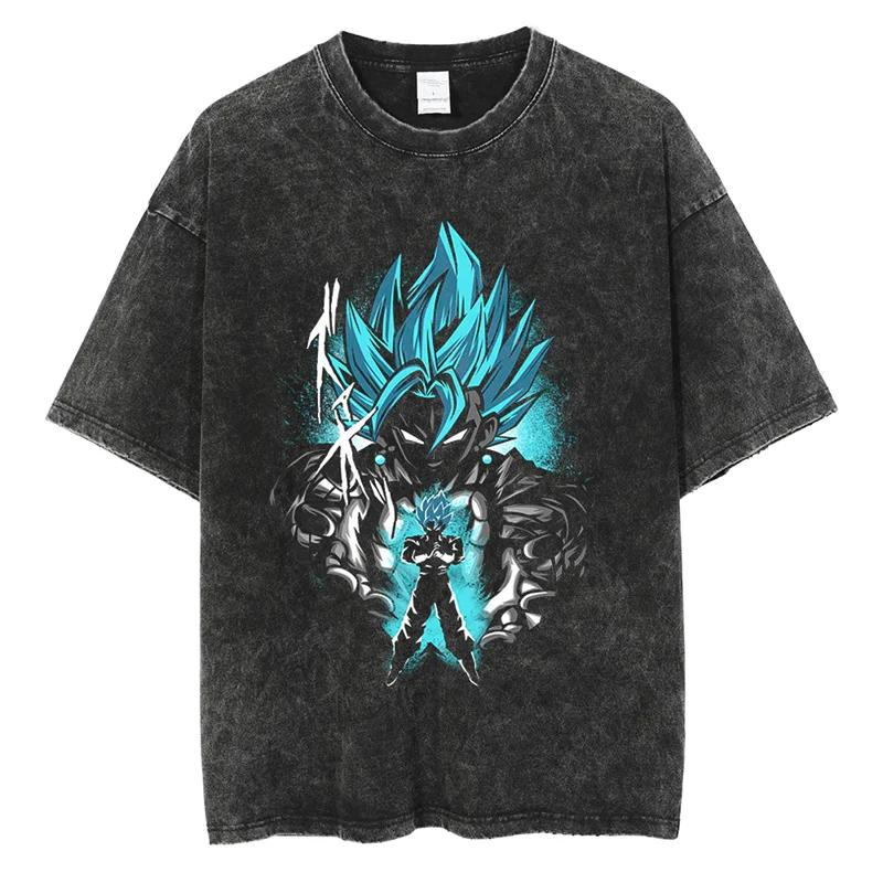 Dragon Ball Anime Print Fashion Oversized TShirt Hip Hop Streetwear Men Washed Vintage Tshirt Summer Casual Cotton T Shirt