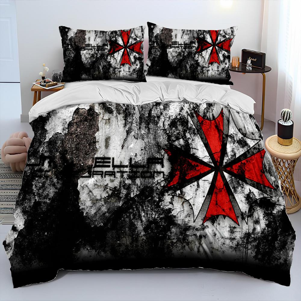 3D R-Resident Evil Games Gamer Comforter Bedding Set,Duvet Cover Bed Set Quilt Cover Pillowcase,king Queen Size Bedding Set Kid